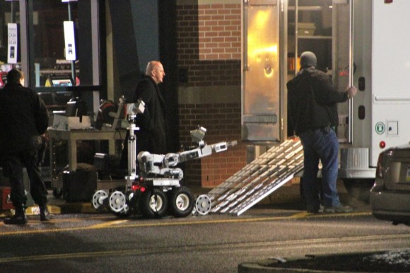 A special police robot was used to discover the man with the guns was dead. (Tom Sofield/LevittownNow.com)