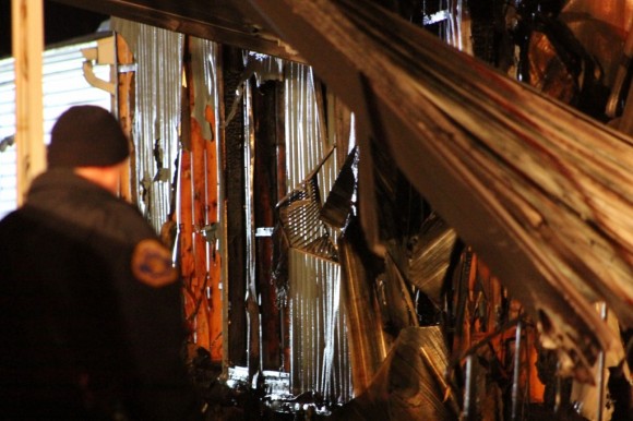 Some of the heavy fire damage. (Tom Sofield/LevittownNow.com)