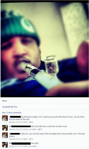 A photo and exchange that appears on the suspects alleged Facebook. Credit: Facebook