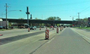 Some of the road work along Route 13 in Bristol Township on Thursday afternoon. Credit: Tom Sofield/LevittownNow.com