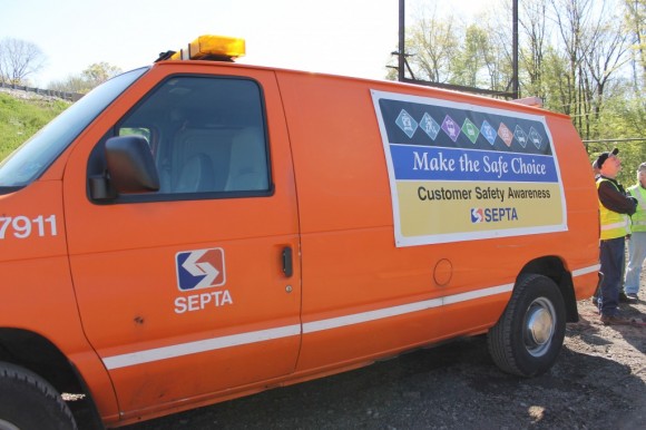 A SEPTA truck at the press event in Lower Southampton. Credit: Tom Sofield/LevittownNow.com