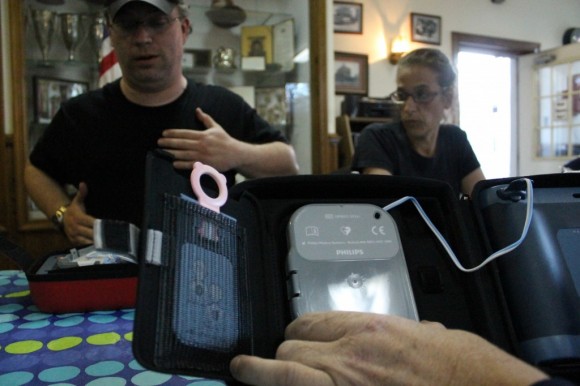A pink key in the shape of Teddy bear is designed to set the device for use on children Credit: Tom Sofield/LevittownNow.com