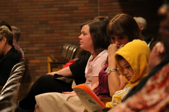 Audience members watch Kind speak. Credit: Tom Sofield/LevittownNow.com