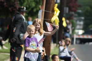 The yellow ribbons in the background at last year's parade. Credit: Tom Sofield/LevittownNow.com