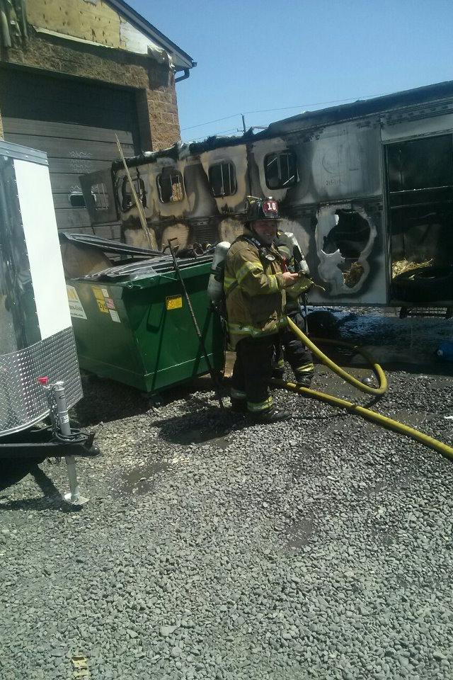 Trailer Fire Damages Building Along Route 13