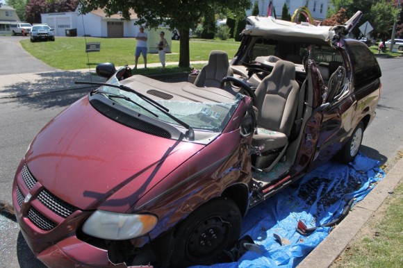 A minivan used in a rescue demonstration.  Credit: Tom Sofield/LevittownNow.com