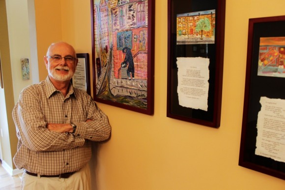 Some of Champine's paintings of the Philadelphia neighborhood where he grew up. Credit: Tom Sofield/LevittownNow.com