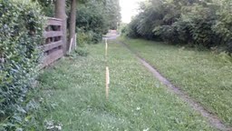 Surveyors for Amtrak marked off property lines recently along a path from Spruce to Pine st, Credit Jeff Bohen LevNow.com