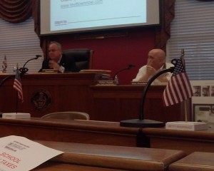 Rep. Galloway & PTCC's David Baldinger at last nights forum.   Credit: Jeff Bohen/LevittownNow.com 