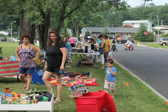 People shop at the church's flea market on Saturday morning,. 