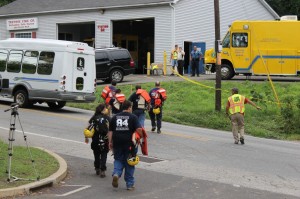 Rescuers arriving at the search site. Credit: Tom Sofield/LevittownNow.com