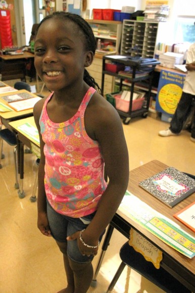 Ralphena Barpoh in her new third-grade classroom. Credit: Tom Sofield/LevittownNow.com