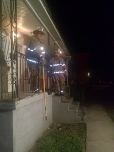 Borough fire personnel clearing scene at Jefferson Ave fire Monday night.