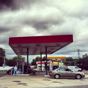 A gas station at Five Points on a 2013 afternoon. Credit: Tom Sofield/LevittownNow.com