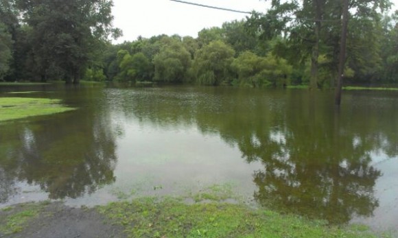 Another view of the flooding at the Falls Township golf course.  Credit: Tom Sofield/LevittownNow.com