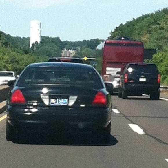 An image of local police and secret service escorting the Speaker into the Levittown area. 