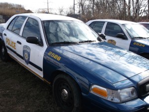 One of the police cars for sale for $100. Credit: Municibid.com