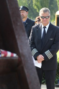 Pilot John Widtfeldt at the Wednesday morning ceremony. Credit: Tom Sofield/LevittownNow.com