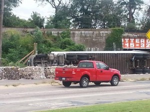 Overturned Truck Lays on RT 13 Friday Morning.