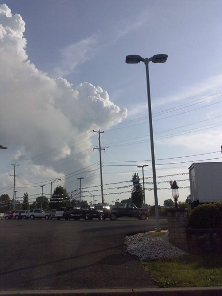 Smoke from the fire as seen from Route 213 in Middletown. Credit: 