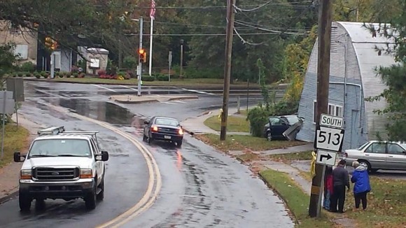 An image of the scene just after the car struck the building. Credit: Jim Civitello/Submitted