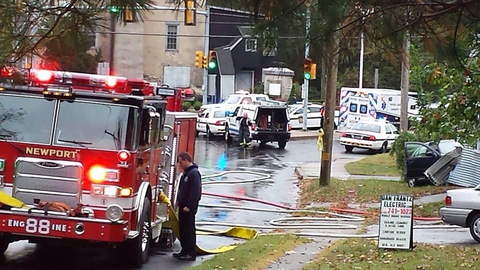 Car Hits Building, Ruptures Gas Line