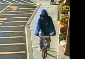 The suspect riding his bike Tuesday. Credit: Lower Makefield Police