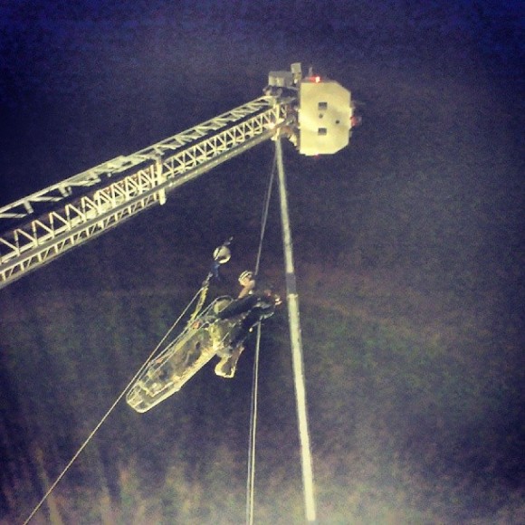A technical rescue demonstration Friday night. Credit: Tom Sofield/LevittownNow.com