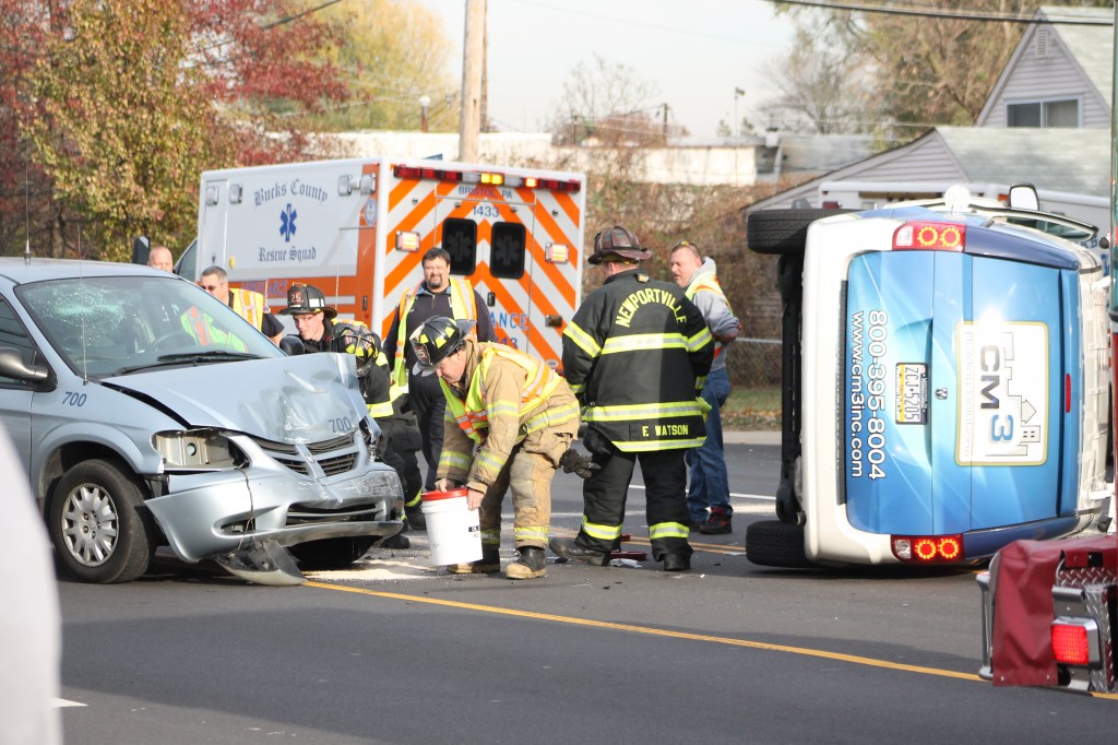 First Responders Handle Crash with Overturned Van