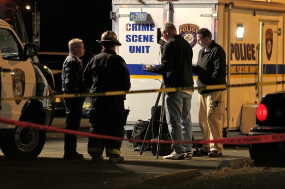 Crews take a 3D map of the crime scene. Credit: Tom Sofield LevittownNow.com 