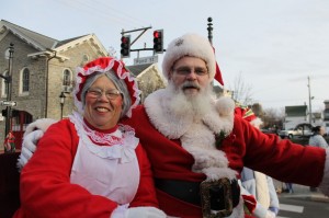 Santa and Mrs. Claus arriving in Bristol last year.  Credit: Tom Sofield/LevittownNow.com