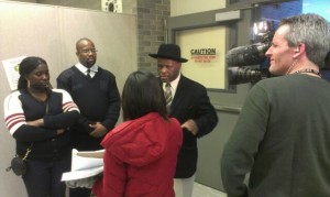 Marissa Sargent, private investigators Gregg Brinkley and Ed Lloyd speak with reporters in Doylestown on Thursday.