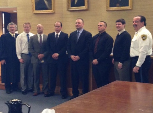 L-R in pic Judge Bateman, Matthew Allen, Keith Clymer, Dominique Daley, Timothy Hill, Daniel Martin, Patrick Weiler, Chief Shook Credit: County of Bucks