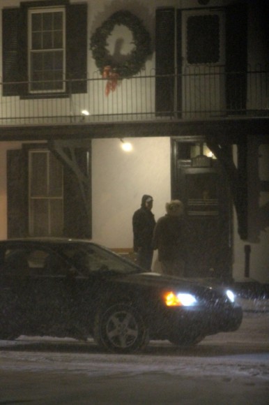 The snow falling in Langhorne Borough. Credit: Tom Sofield/LevittownNow.com