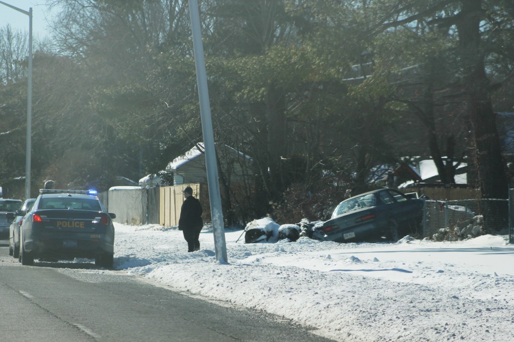 Car Goes Off Road & Into Back Yard