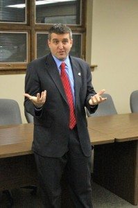 State Rep. Frank Farry announcing his campaign Wednesday evening. Credit: Tom Sofield/LevittownNow.com