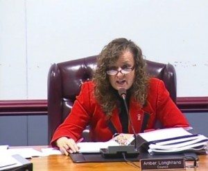Councilwoman Longhitano during exchange with Dr. Sam Lee at the last council meeting