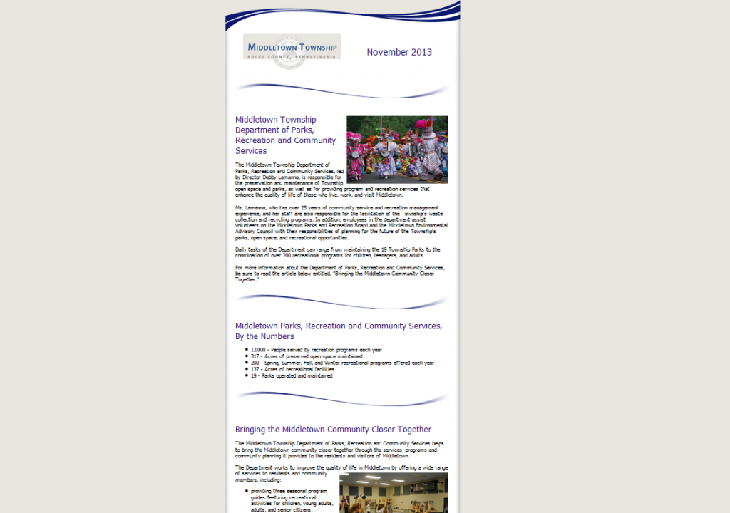 Middletown’s Newsletter Wins Award