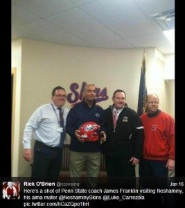 Franklin posing at Neshaminy High School. Credit: Twitter.com/ozoneinq