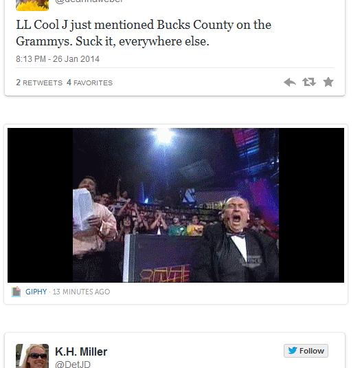 #BucksCounty Reacts to #Grammys Shoutout