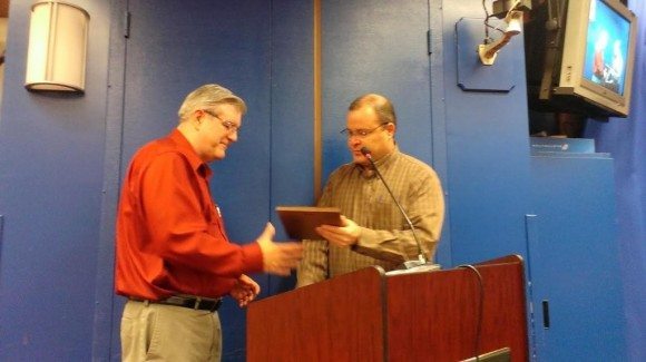 The Neshaminy School Board presented former board member Ritchie Webb with a plaque Tuesday night in recognition of his 10 years of service on the board.  Credit: Tom Sofield/LevittownNow.com 