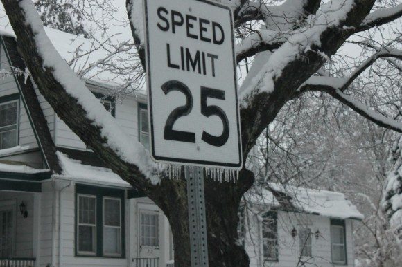 Ice on a sign in Langhorne. Credit: Tom Sofield/LevittownNow.com
