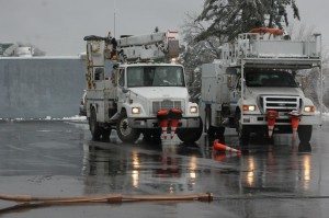 PECO crews in Levittown during the winter of 2014. Credit: Tom Sofield/LevittownNow.com