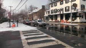The sun appears moments after the snow stopped in Langhorne Borough this year. Credit: Tom Sofield/LevittownNow.com