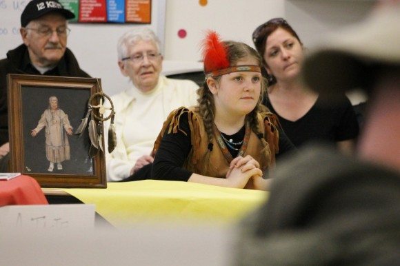 Madilin Matiko presented information on her Native American heritage. Credit: Tom Sofield/LevittownNow.com