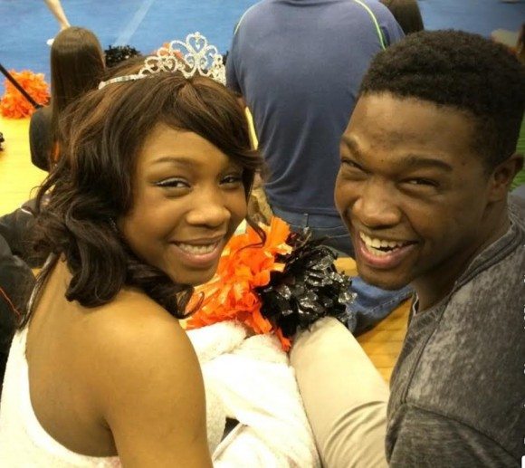 This year's Sports Nite Queen was Diamond Schuler (left). Her brother (national singing sensation, Matthew Schuler, at right) was there to support his sister! Credit: Pennsbury School District