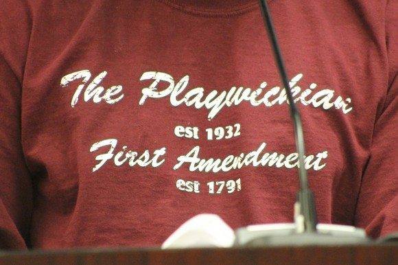 Several people wore these shirts in support of the school newspaper. Credit: Tom Sofield/LevittownNow.com