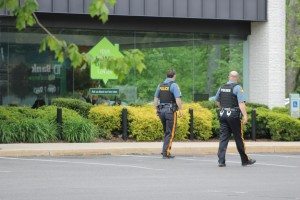 Falls officers outside the bank Wednesday afternoon. Credit: Tom Sofield/LevittownNow.com