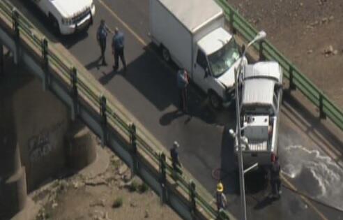 2 Hurt in Head-On Crash on Bridge
