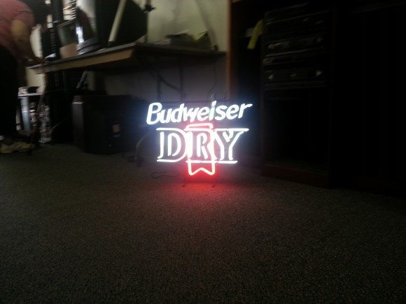 Image Credit: Jeff Bohen  LevittownNow.com The Budweiser Dry sign Rick Naylor showed off recently. 